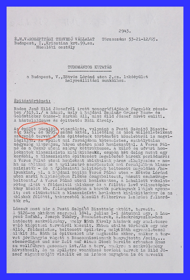 Az 1969-es rekonstrukcit megelz kutatsi jelents.